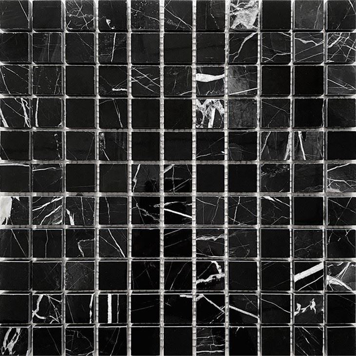 Nero Marquina Marble Square Mosaic Tile For Shower Or Bathroom Floor suppliers