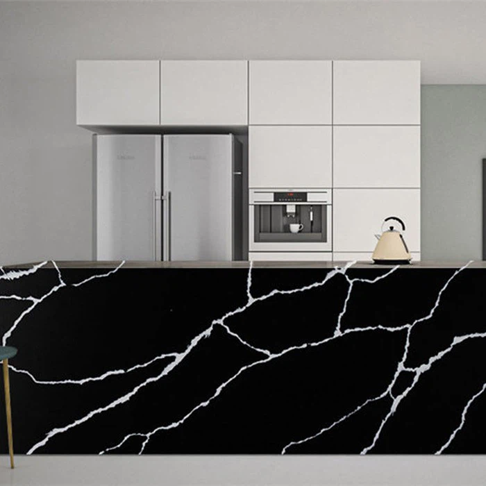 Calacatta Black Quartz Countertop Island bar top